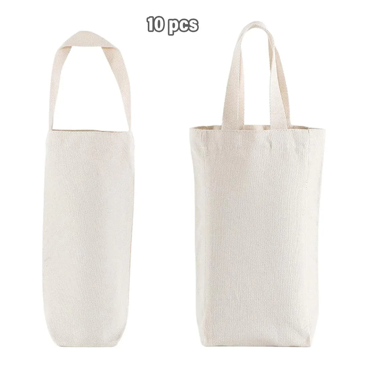 10pcs Portable Wine Bag Canvas Burlap Bottle Packing Holder for Gift Storage - 30x15x8cm