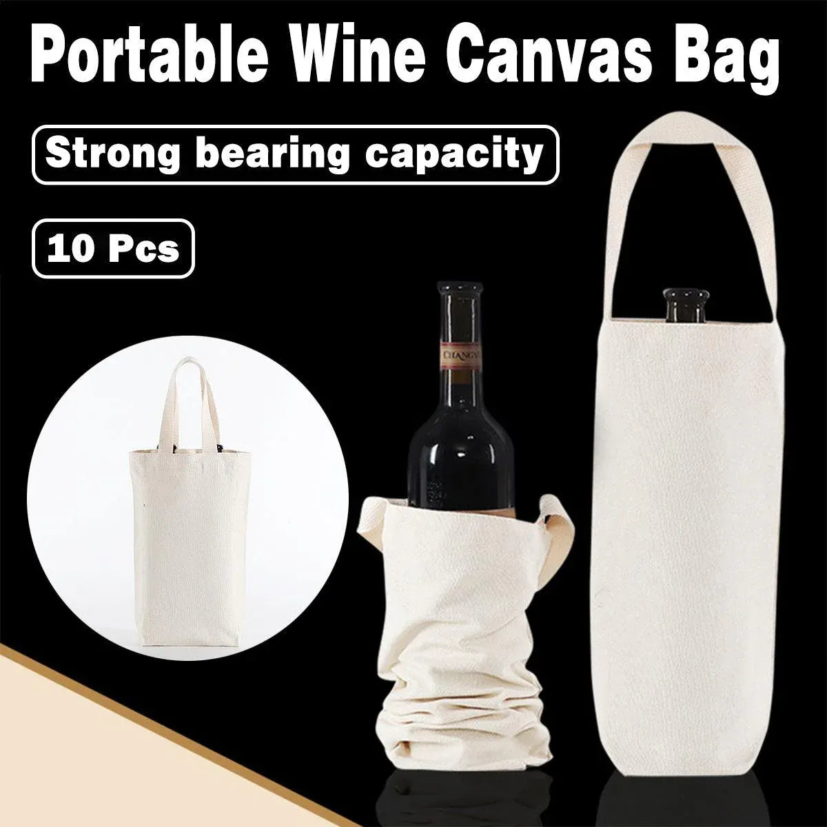 10pcs Portable Wine Bag Canvas Burlap Bottle Packing Holder for Gift Storage - 30x15x8cm