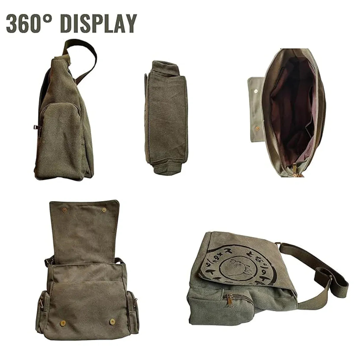 Canvas Shoulder Messenger Bag Large Capacity Travel Laptop Crossbody Bag
