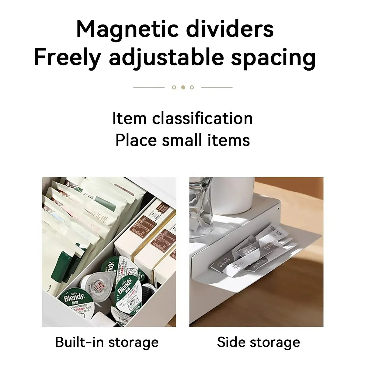Coffee Pod Storage Drawer Space Saving Organizer for Home Countertop Cabinet - White