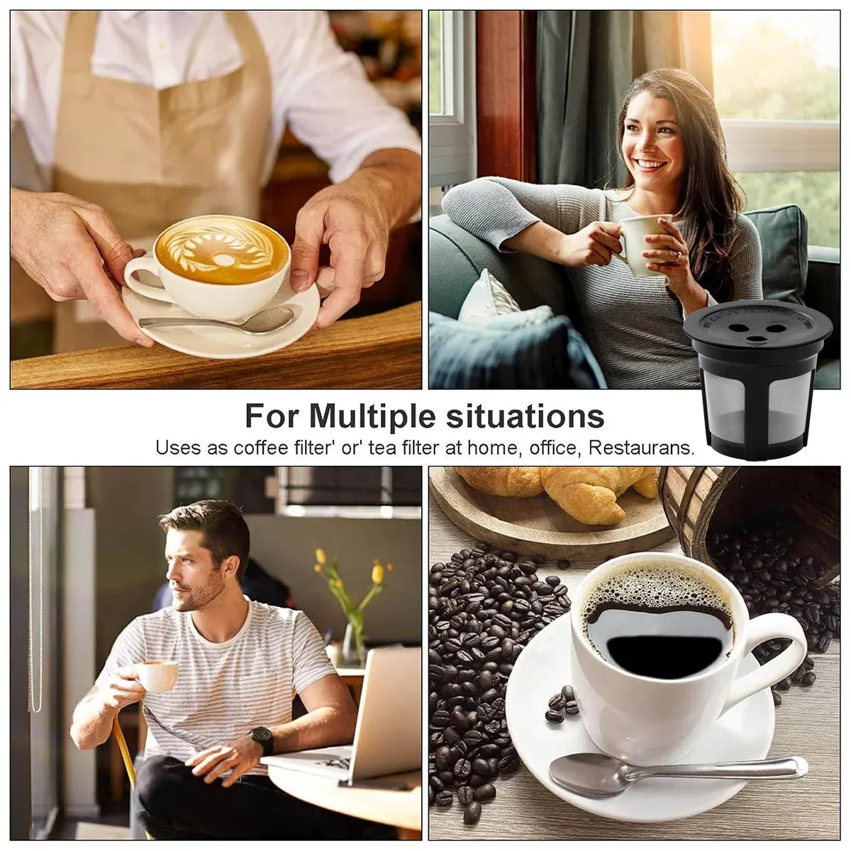 4PCS 3 Hole K-Cup Coffee Capsule Coffee Maker Reusable Filter For Keurig Brewers