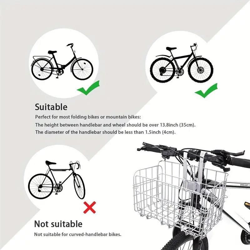 Foldable Bicycle Basket Front and Rear Hanging Storage Rack Bike Accessories - Silver