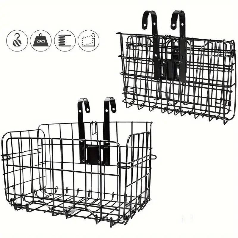 Foldable Bicycle Basket Front and Rear Hanging Storage Rack Bike Accessories - Silver