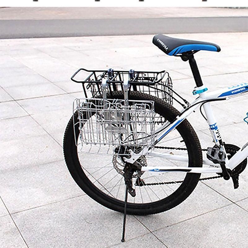 Foldable Bicycle Basket Front and Rear Hanging Storage Rack Bike Accessories - Silver