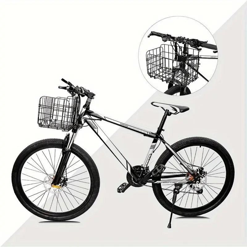 Foldable Bicycle Basket Front and Rear Hanging Storage Rack Bike Accessories - Silver