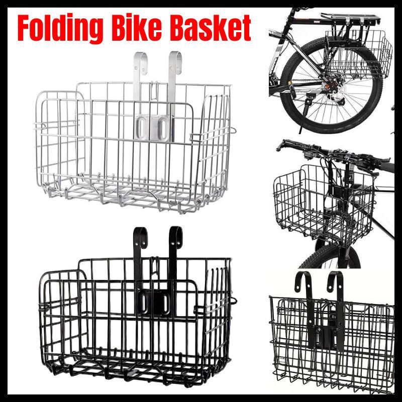 Foldable Bicycle Basket Front and Rear Hanging Storage Rack Bike Accessories - Silver