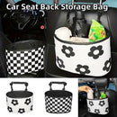 Hanging Backseat Storage Organiser Box for Car Rubbish and Essentials - Black and white
