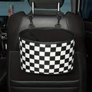 Hanging Backseat Storage Organiser Box for Car Rubbish and Essentials - Black and white