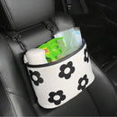 Hanging Backseat Storage Organiser Box for Car Rubbish and Essentials - Black and white