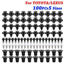 100pcs Car Trim Clip Set PP Push Rivets for Toyota Lexus Bumper Fender Repair