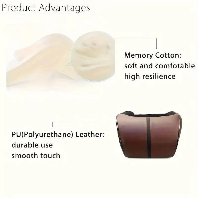 Car Headrest Neck Pillow for Comfortable Travel Support Memory Foam Car Pillow - Black