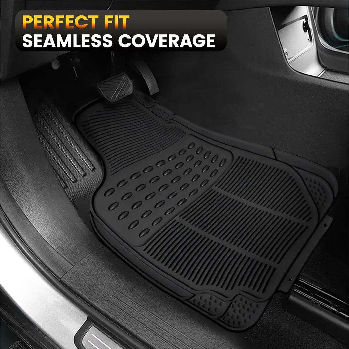PVC Waterproof Non-Slip Universal Mat Set 3 Pieces Durable Easy Clean for Car