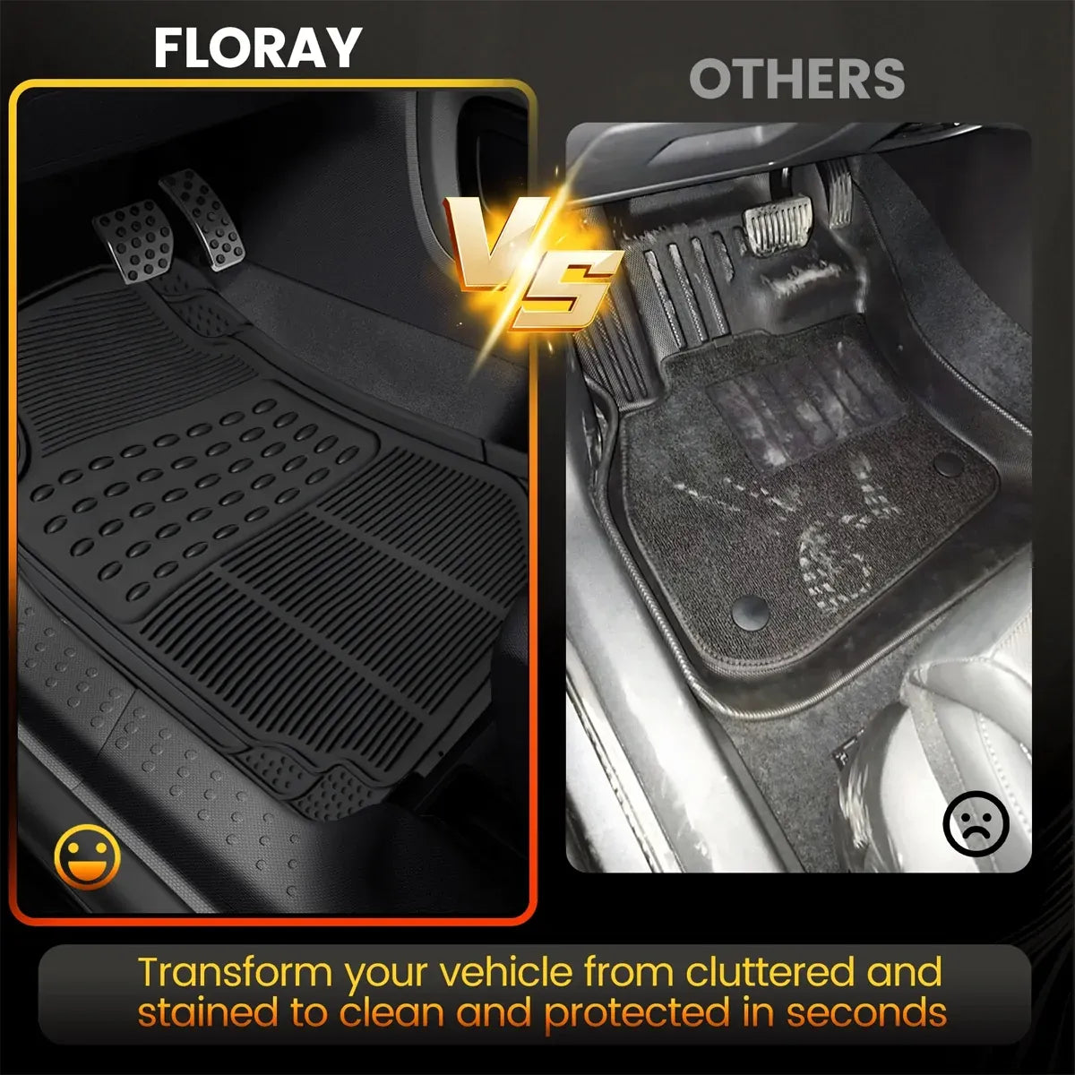 PVC Waterproof Non-Slip Universal Mat Set 3 Pieces Durable Easy Clean for Car
