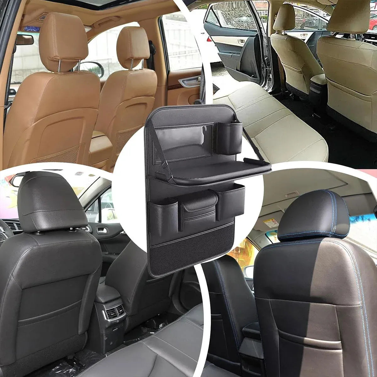 Backrest Storage Organizer Bag with Foldable Table for Vehicle Travel and Daily Use