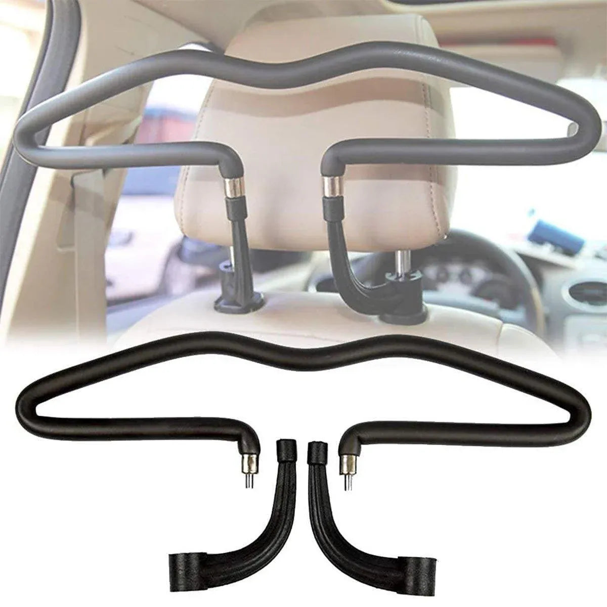 Vehicle Headrest Clothes Hanger PU Leather Suit Rack for Back Seat Storage