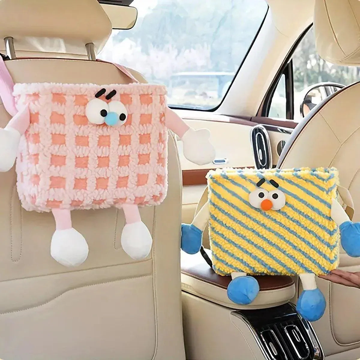 Car Wastebasket Seatback Hanging Storage Bin for Car Trash and Organizing - Pink