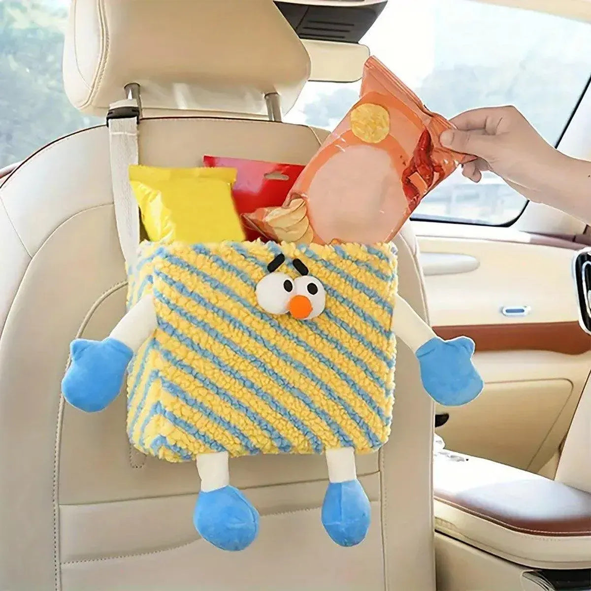 Car Wastebasket Seatback Hanging Storage Bin for Car Trash and Organizing - Yellow