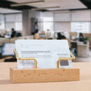 Business Card Holder Organizer Desk Display Stand Wooden Card Storage Box - Coffee