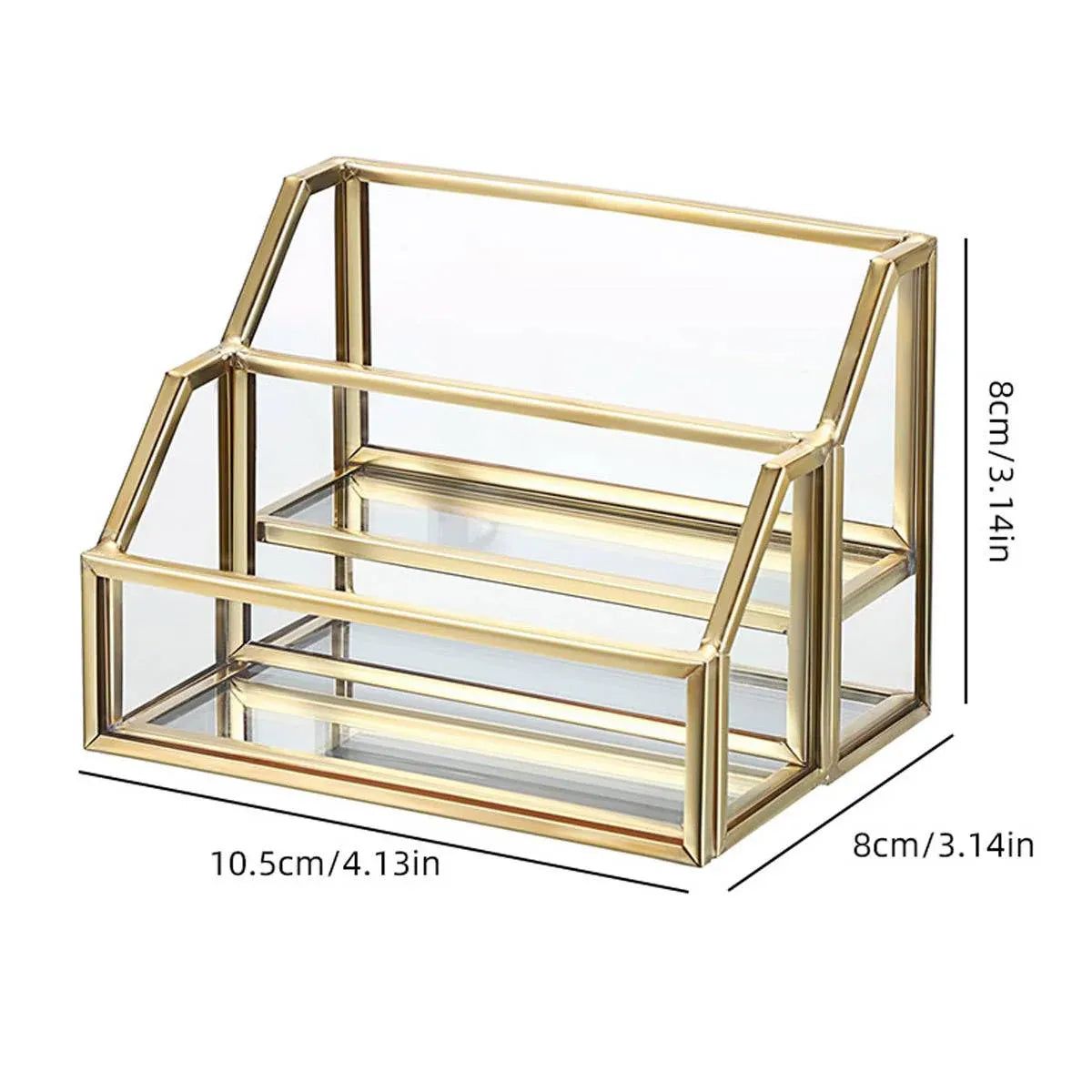 Metal Business Card Holder Desk Display Stand Gold Name Card Organizer 2 Slots