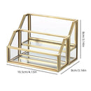 Metal Business Card Holder Desk Display Stand Gold Name Card Organizer 2 Slots