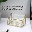 Metal Business Card Holder Desk Display Stand Gold Name Card Organizer 2 Slots