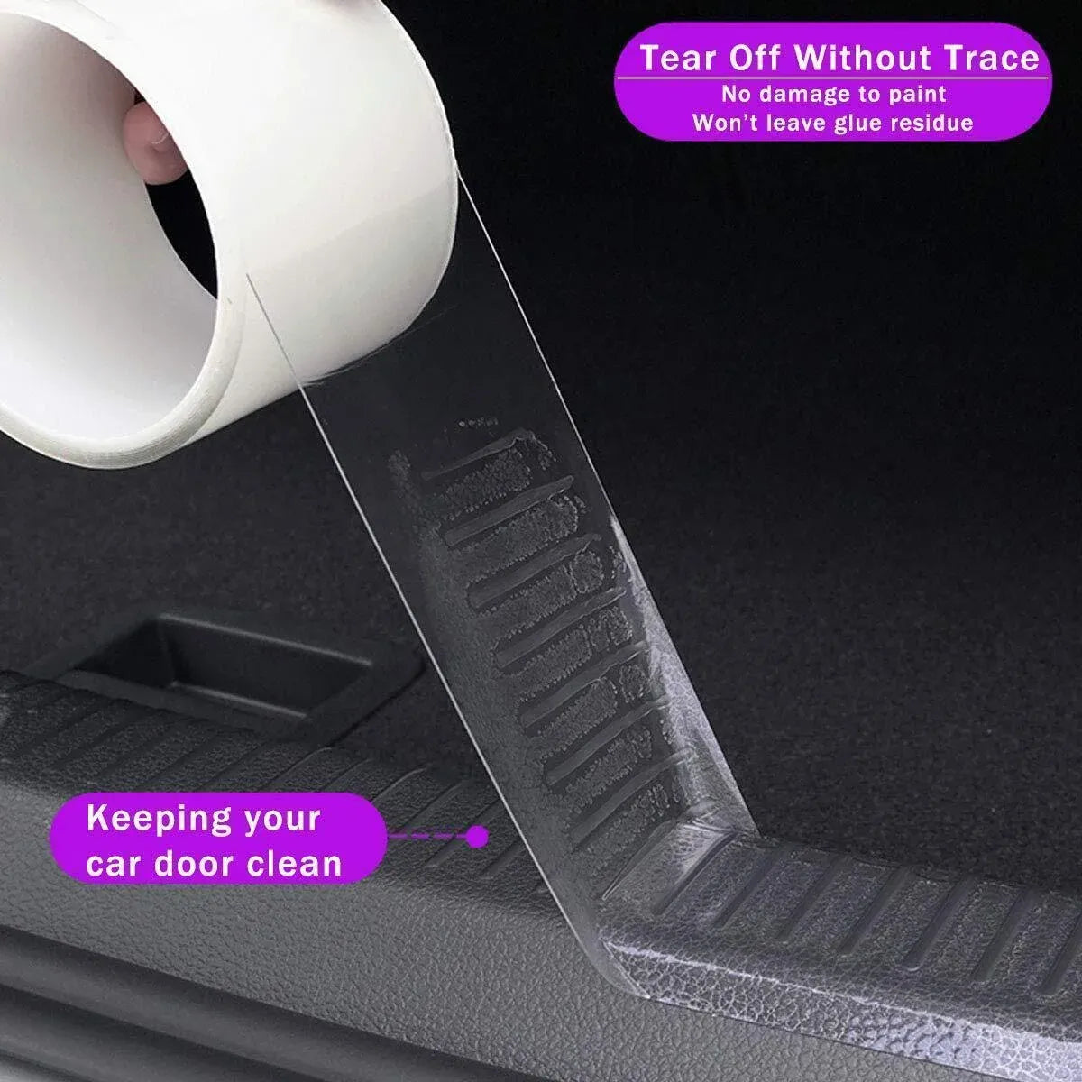 Car Door Sill Protector Edge Sticker Carbon Fiber Rubber Diy Guard Bumper Strip