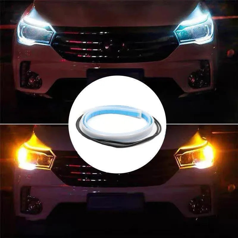 2X 60Cm Car Led Strip Drl Turn Signal Switchback Indicator Daytime Running Light