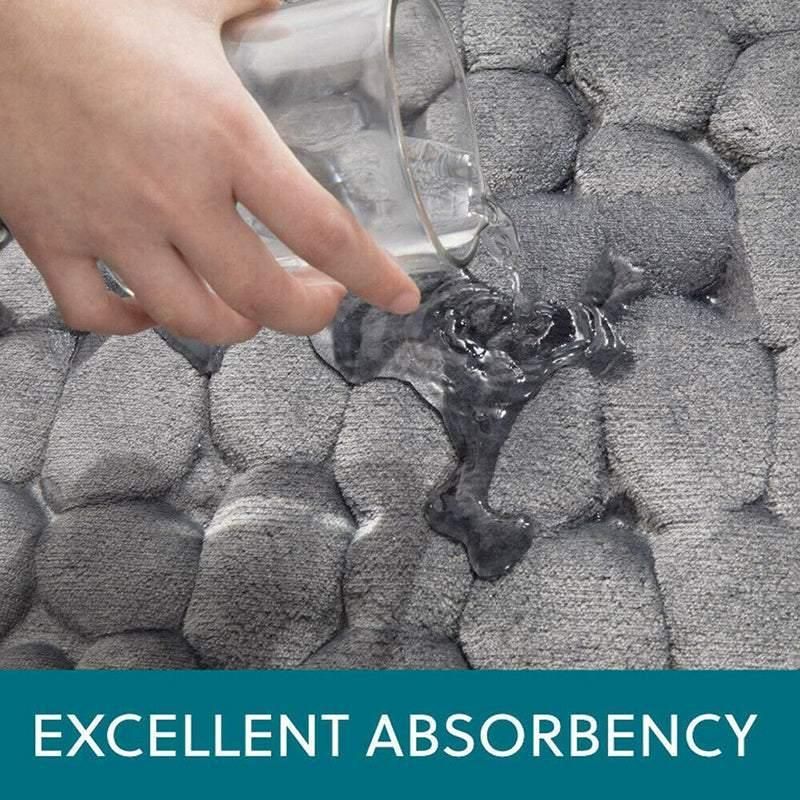 40x60cm Non-Slip Memory Foam Bath Mat Super Absorbent Floor Rug for Bathroom Use - Black