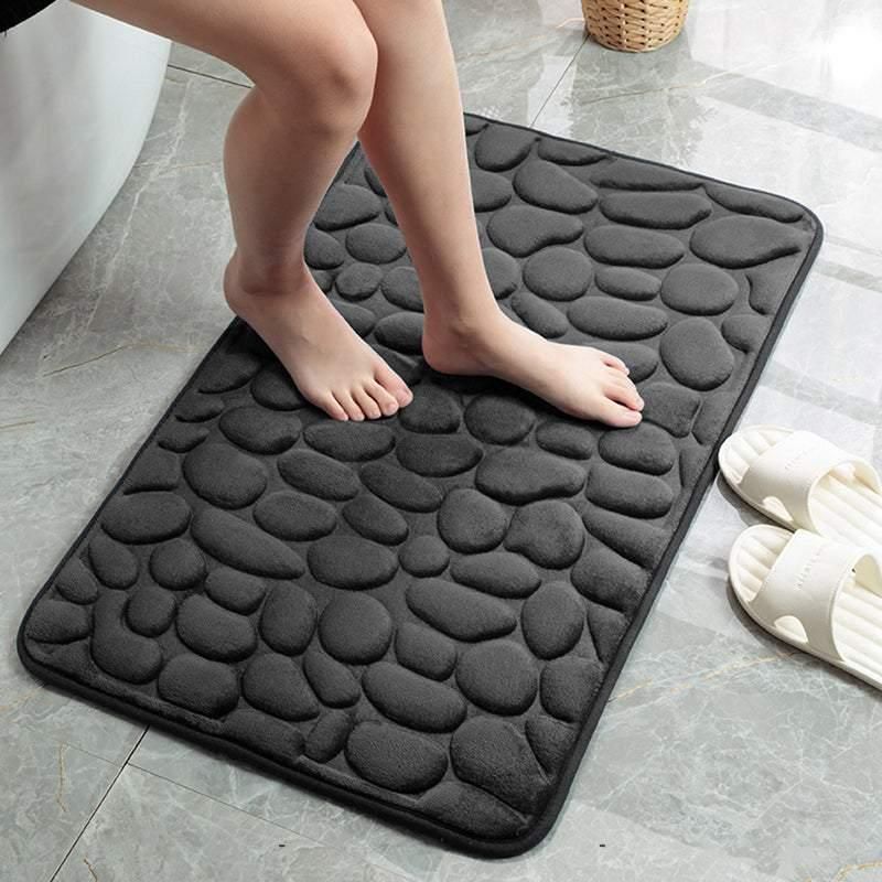 40x60cm Non-Slip Memory Foam Bath Mat Super Absorbent Floor Rug for Bathroom Use - Black