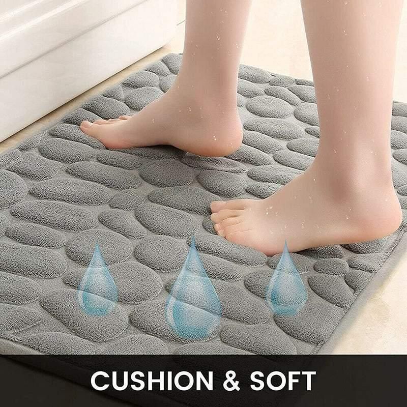 40x60cm Non-Slip Memory Foam Bath Mat Super Absorbent Floor Rug for Bathroom Use - Grey