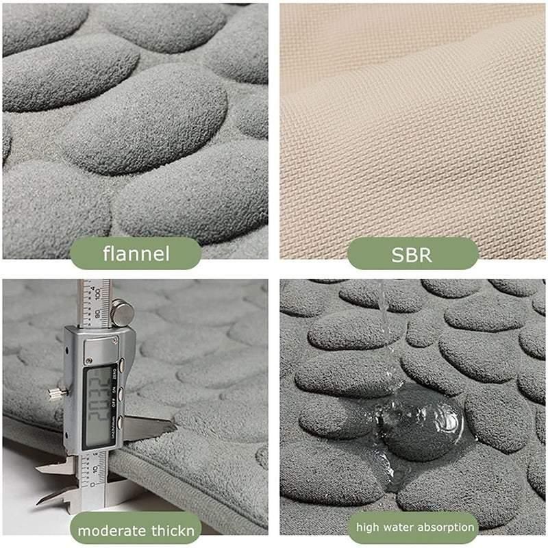 40x60cm Non-Slip Memory Foam Bath Mat Super Absorbent Floor Rug for Bathroom Use - Grey