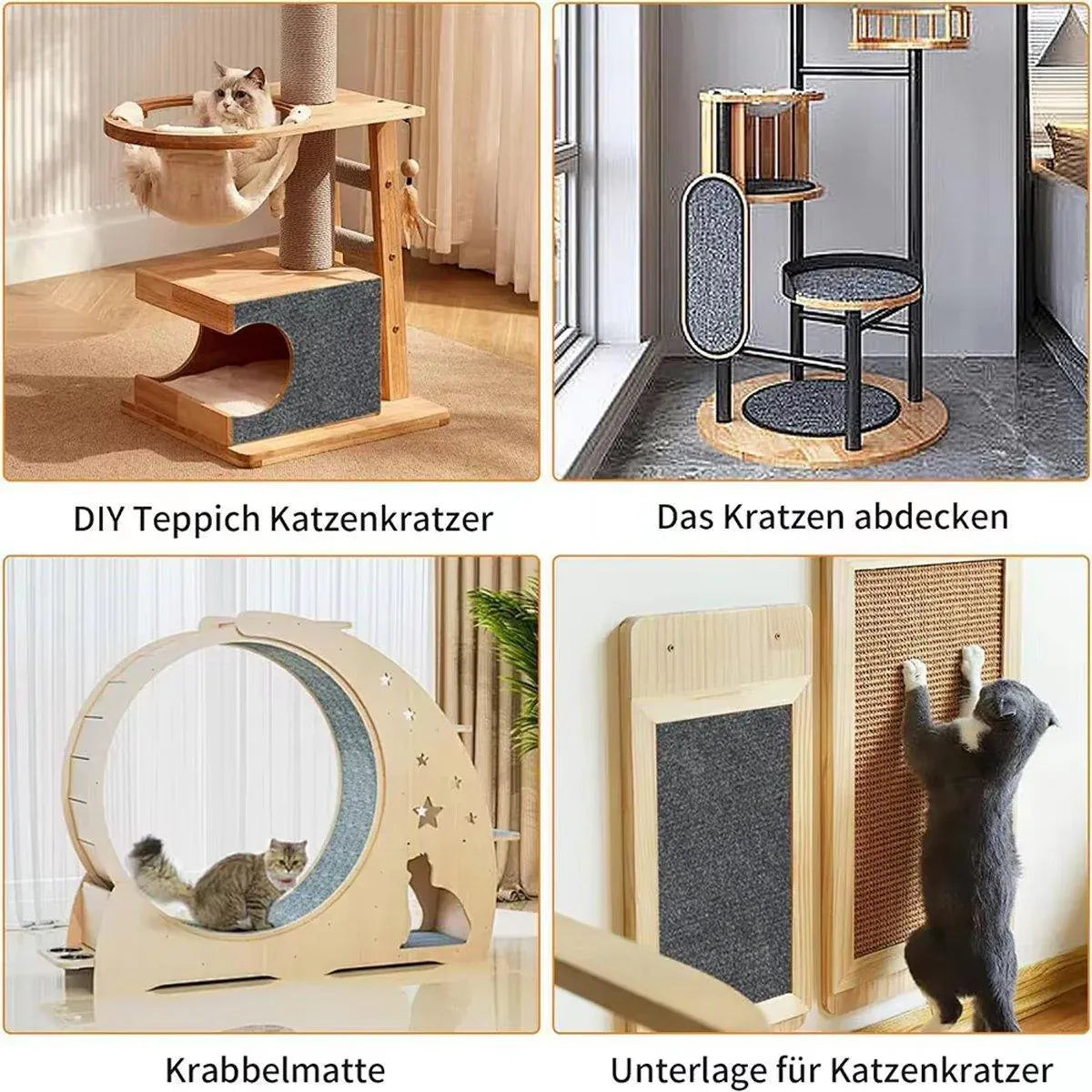 Trimmable Self Adhesive Carpet Pad for Cat Tree Stands Scratching Post Furniture - Dark Grey