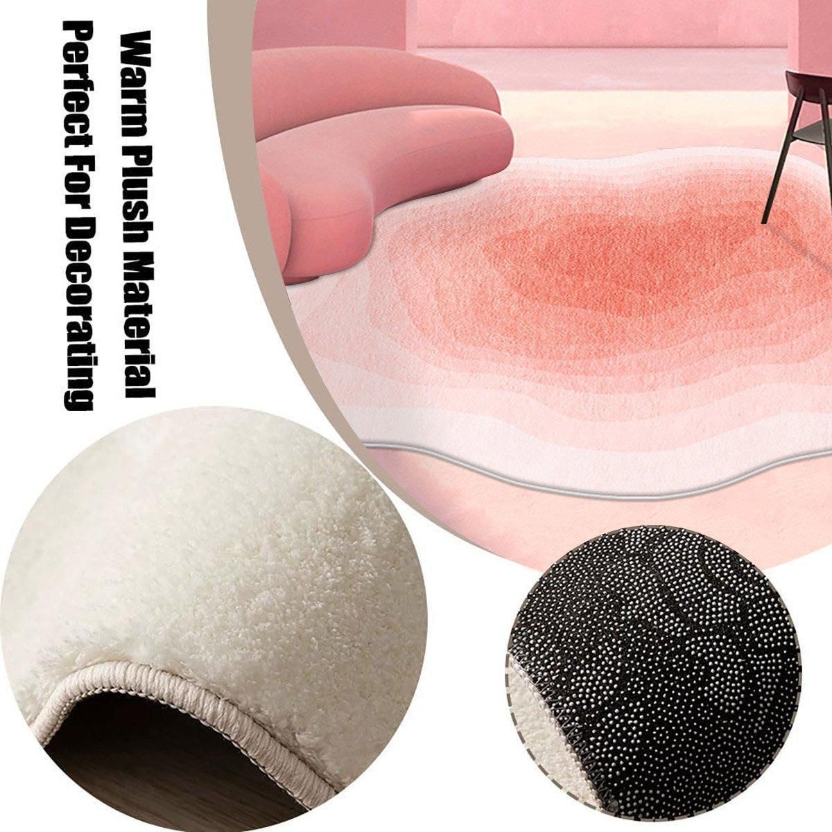 Shaped Cashmere Carpet Living Room Full Blanket Cloakroom Dressing Table - Pink