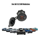 1× Dual USB Car Charger QC 3.0 Quick Charge 12V-24V Power Outlet - Blue