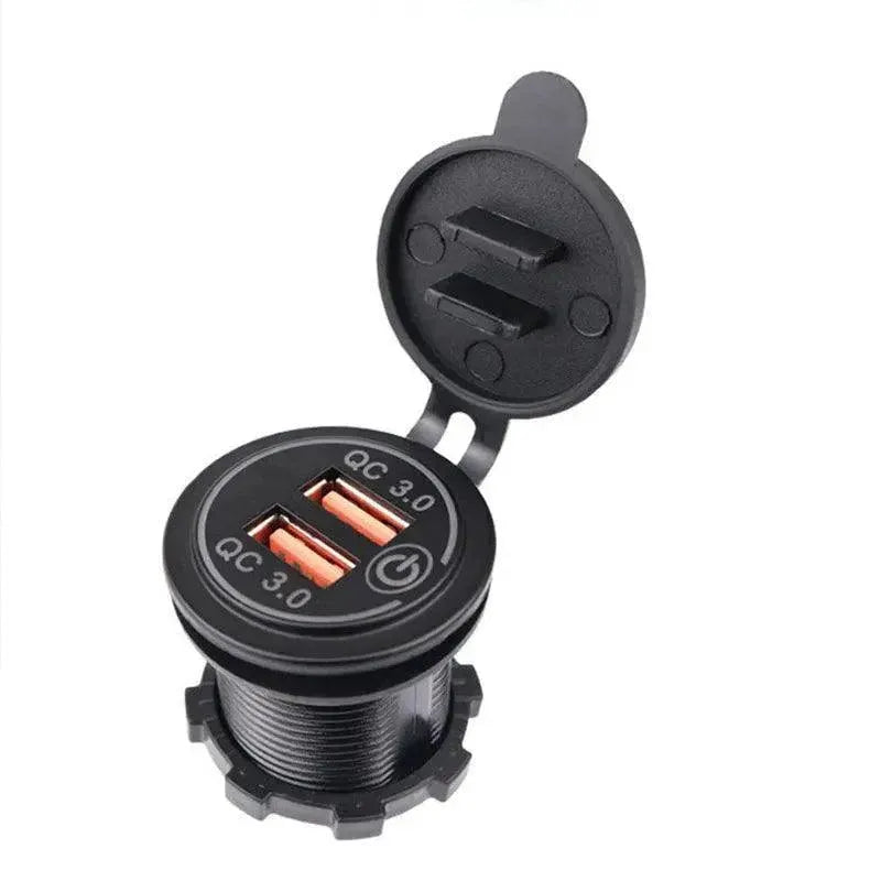 1× Dual USB Car Charger QC 3.0 Quick Charge 12V-24V Power Outlet - Red