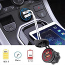 1× Dual USB Car Charger QC 3.0 Quick Charge 12V-24V Power Outlet - Red