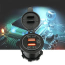 1× Dual USB Car Charger QC 3.0 Quick Charge 12V-24V Power Outlet - Red