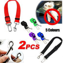2X Adjustable Pet Travel Lead Clips with Car Buckle for Secure Restraint - Blue