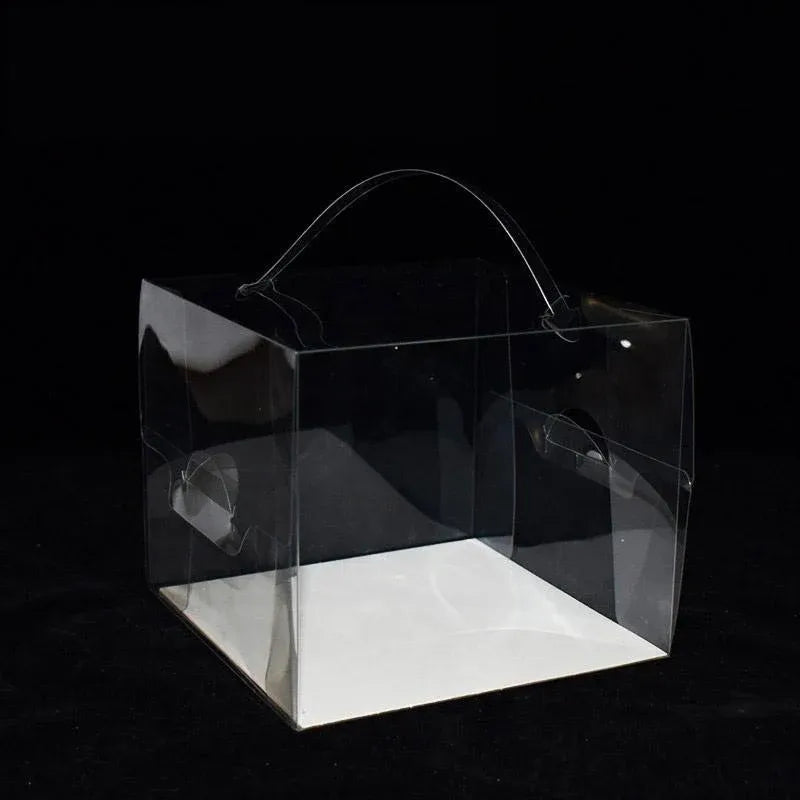 30x Transparent Disposable Cake Boxes with Handles Premium Quality Packagin - 30pcs-5inch-15*15*13cm