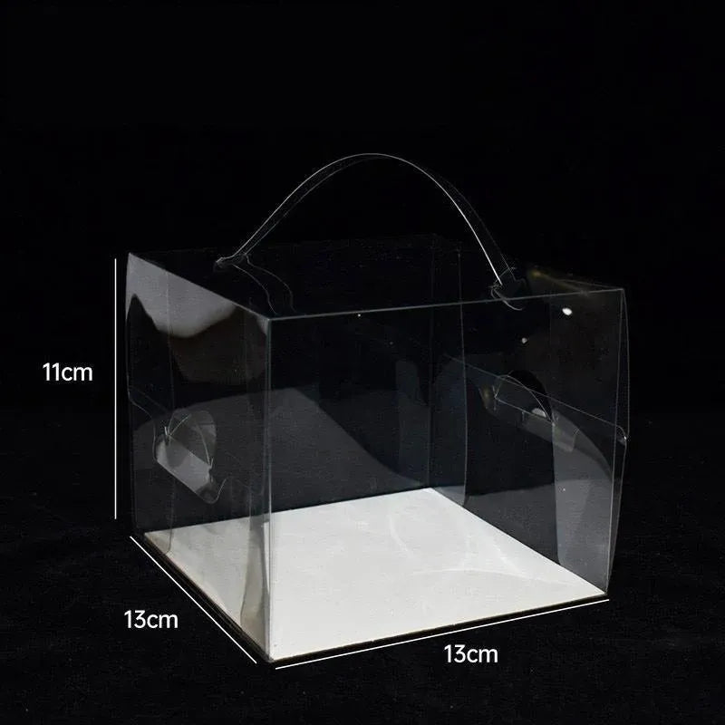 30x Transparent Disposable Cake Boxes with Handles Premium Quality Packagin - 30pcs-5inch-15*15*13cm