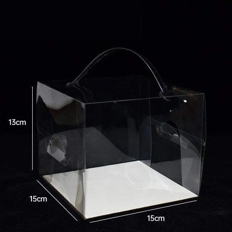 30x Transparent Disposable Cake Boxes with Handles Premium Quality Packagin - 30pcs-5inch-15*15*13cm