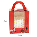 50x Assorted Color Muffin Cake Boxes with Clear Window & Handle High Quality - England style-50PCS