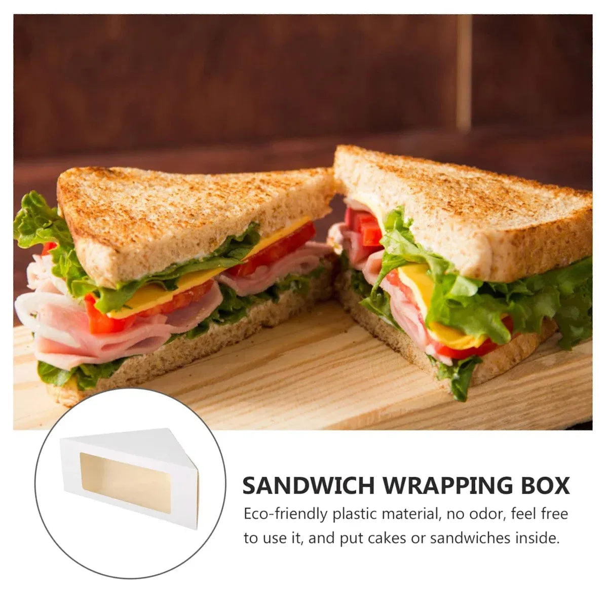 100PCS Sandwich Wedge Box Triangle Paper Container Cupcake Cake Box with Window - Cowhide