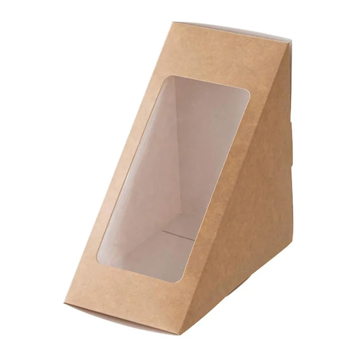 100PCS Sandwich Wedge Box Triangle Paper Container Cupcake Cake Box with Window - Cowhide