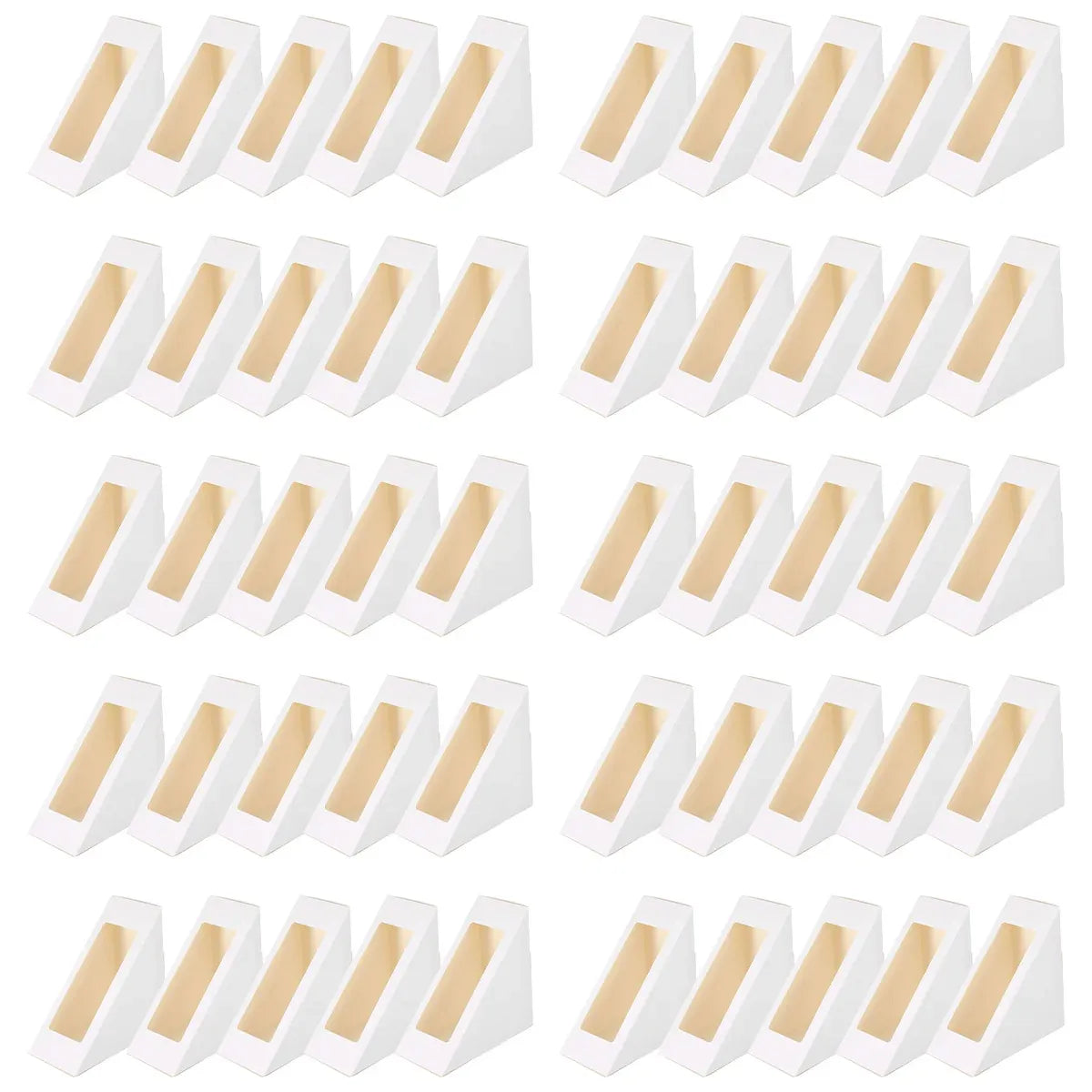 100PCS Sandwich Wedge Box Triangle Paper Container Cupcake Cake Box with Window - White