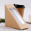 100PCS Sandwich Wedge Box Triangle Paper Container Cupcake Cake Box with Window - White