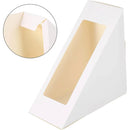 100PCS Sandwich Wedge Box Triangle Paper Container Cupcake Cake Box with Window - White