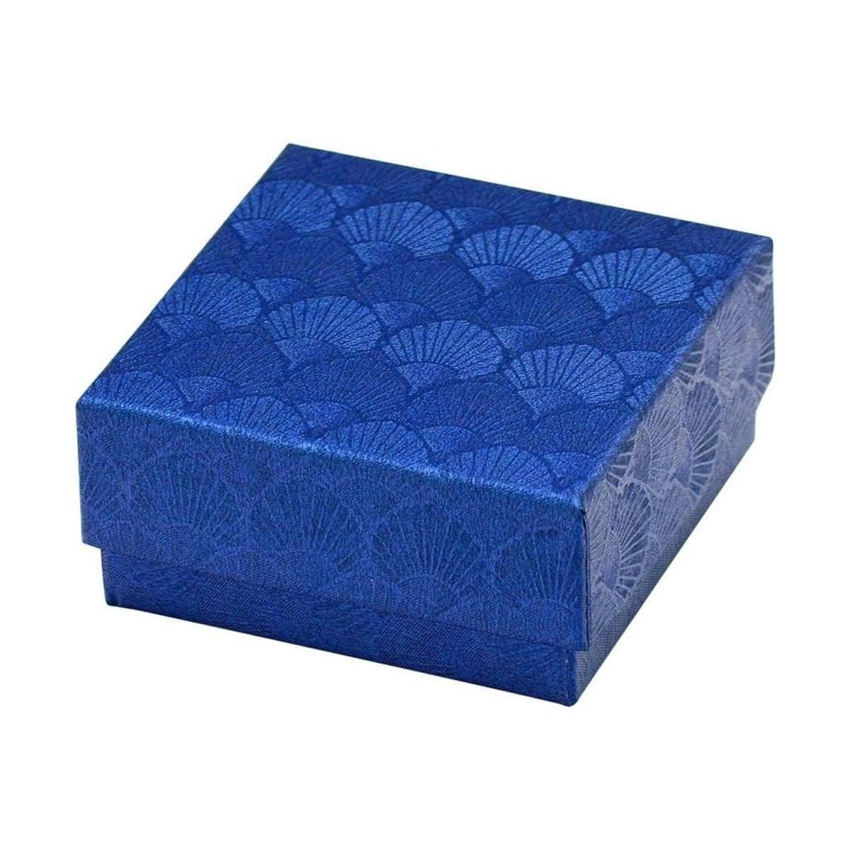 25X Jewelry Gift Boxes Shell Pattern 7.5CM Small GiftBox Empty Jewelry With Foam - Blue