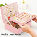Large Pink Jewellery Box Double Layer Storage Case Organiser for Accessories