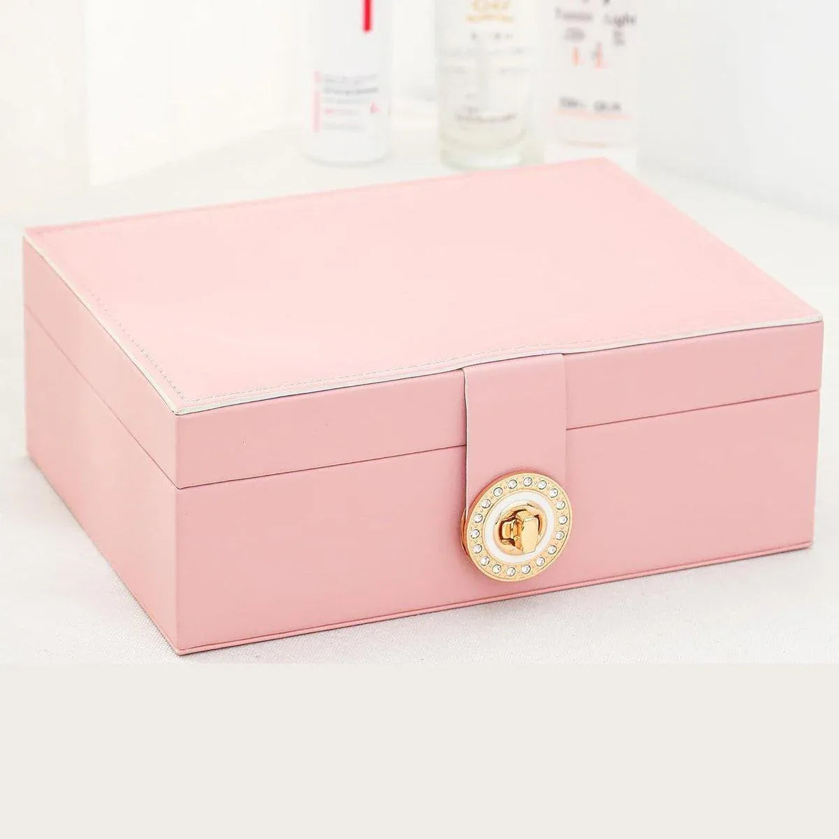 Large Pink Jewellery Box Double Layer Storage Case Organiser for Accessories